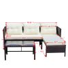 Outdoor patio Furniture sets Conversation set wicker Ratten Sectional Sofa With Seat Cushions(Beige Cushion)