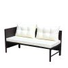 Outdoor patio Furniture sets Conversation set wicker Ratten Sectional Sofa With Seat Cushions(Beige Cushion)