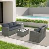 Patio Furniture, Outdoor Furniture, Seasonal PE Wicker Furniture,5 Set Wicker Furniture