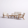 Temecula Outdoor Acacia Wood 4-Seater Chat Set_Loveseat&Coffee Table&2 Club Chairs