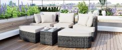 TOPMAX 6-Piece Patio Outdoor Conversation Round Sofa Set, PE Wicker Rattan Separate Seating Group with Coffee Table